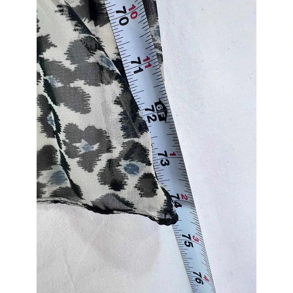 Unbranded Sheer Leopard Print Oblong Scarf Gray Black Animal Pattern Lightweight